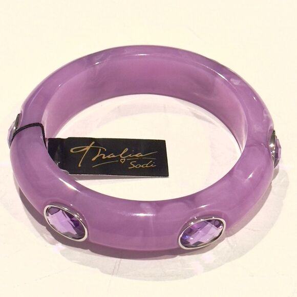 Thalia Sodi Lilac Bangle Bracelet with Crystals - Picture 2 of 6